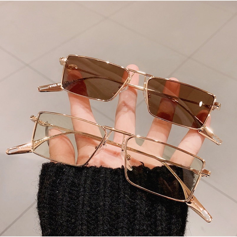 Kính Mát Gọng Vuông Kim Loại Chống Tia Uv400 Thời Trang Cho Nam Và Nữ