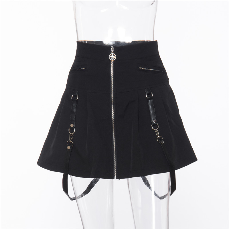 DUNEA Chân Váy Ngắn Phối Khóa Kéo Cá Tính Cho Nữ