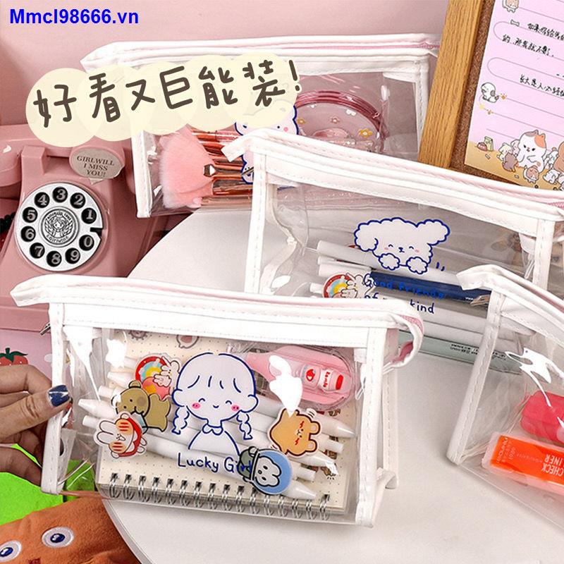 Pen holder pencil case elementary school female cartoon transparent large-capacity high-value Korean version of the simple ins Japanese stationery pvc pencil bag