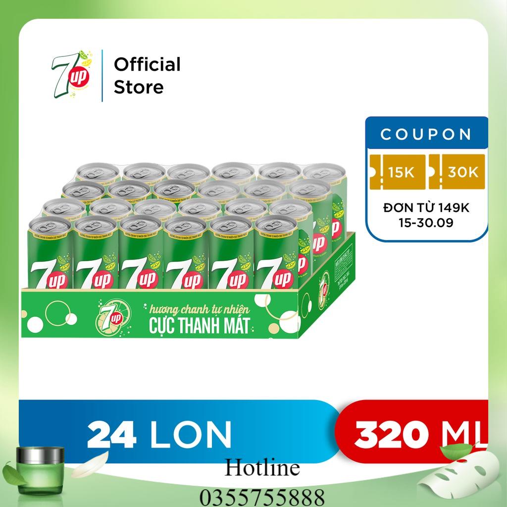 Thùng 24 Lon Nước Ngọt Có Gaz 7Up (320ml/lon)