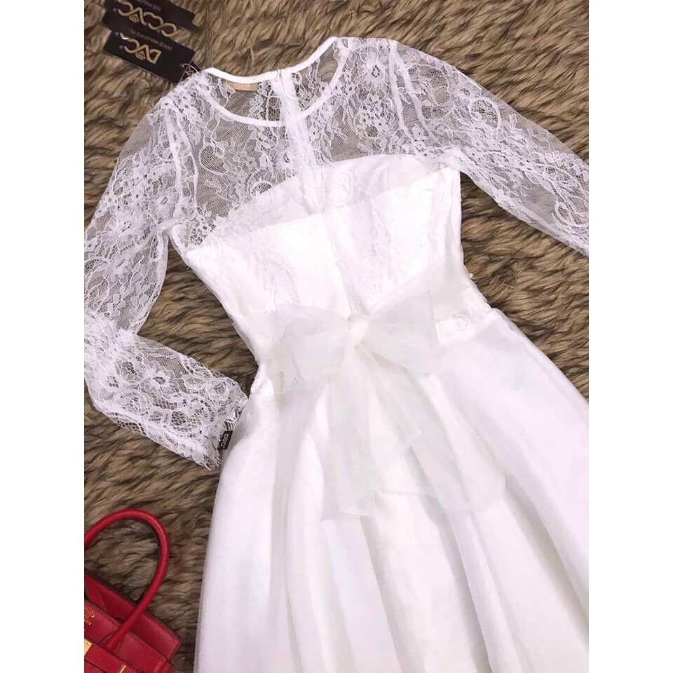 [Đầm Mới] Đầm Nữ Tay Dài Phối Tùng Lưới Cứng Thời Trang Nữ Sam Closet Free Size 40-55kg