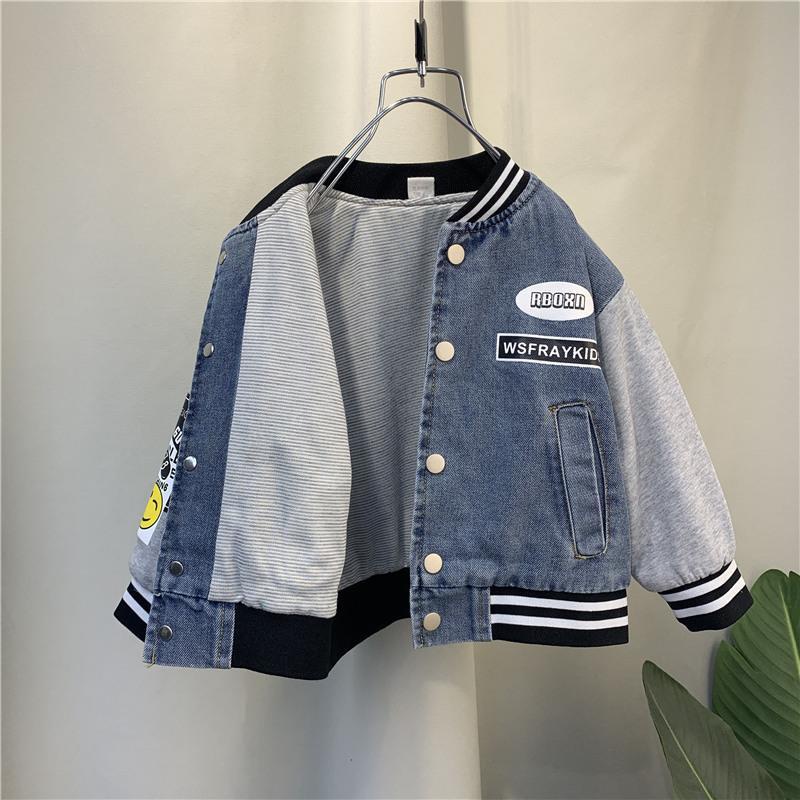 Áo Khoác Bóng Chày Vải Denim Thời Trang Mùa Xuân Dành Cho Bé Trai 2022