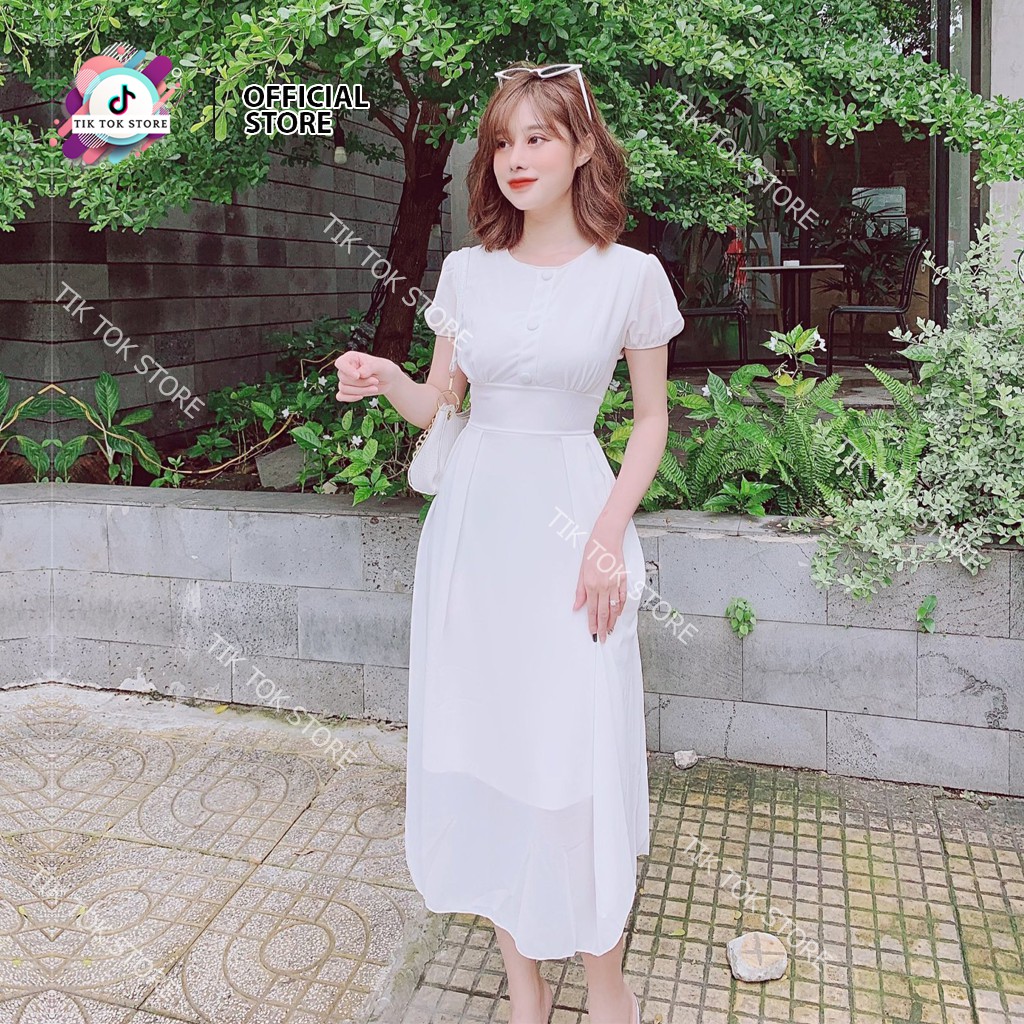 Váy tiểu thư sang chảnh, đầm tiểu thư đính nút TIK TOK STORE | BigBuy360 - bigbuy360.vn
