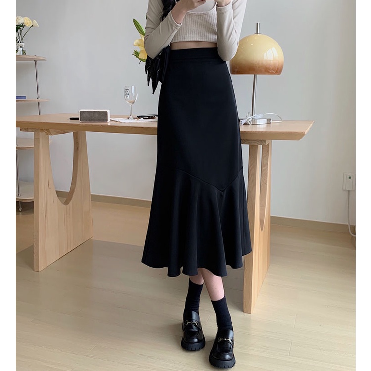 Chân váy midi chữ A eo cao phong cách mới trẻ trung nữ tính 48529