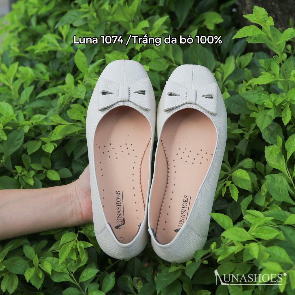 Giày bệt nữ mũi vuông Lunashoes 1074 da thật cao cấp (BH 24TH) êm chân dễ phối đồ hàng vnxk giầy cho mẹ trung niên