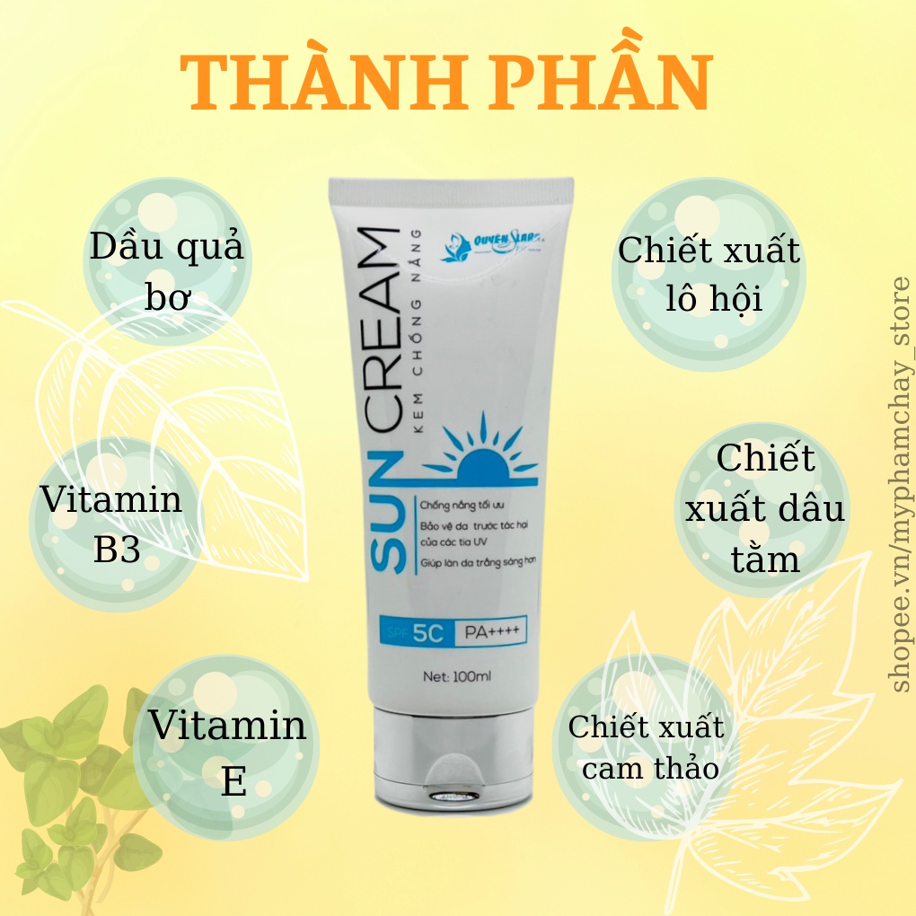 Kem Chống Nắng Sun Cream QUYÊN LARA SPF 50+ Phù Hợp Mọi Loại Da,Thẩm Thấu Nhanh,Không Bết Dính