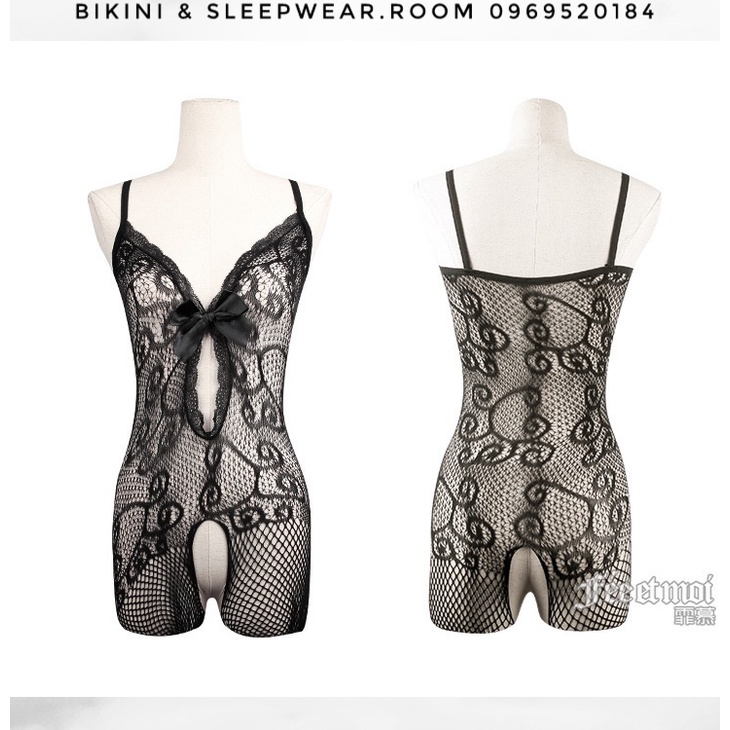 [HÀNG FEEET MOI CAO CẤP](Video+Hình Thật)Đồ Ngủ Sexy Cosplay Liền Thân Nơ, Màu Đen,Đồ Ngủ Lưới Gợi Cảm Xuyên Thấu | BigBuy360 - bigbuy360.vn