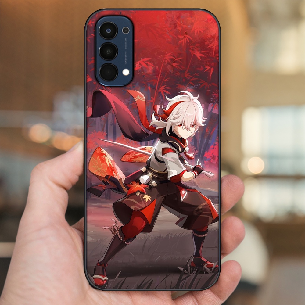 Ốp lưng Oppo Reno 4 viền đen in hình Kazuha Genshin Impact