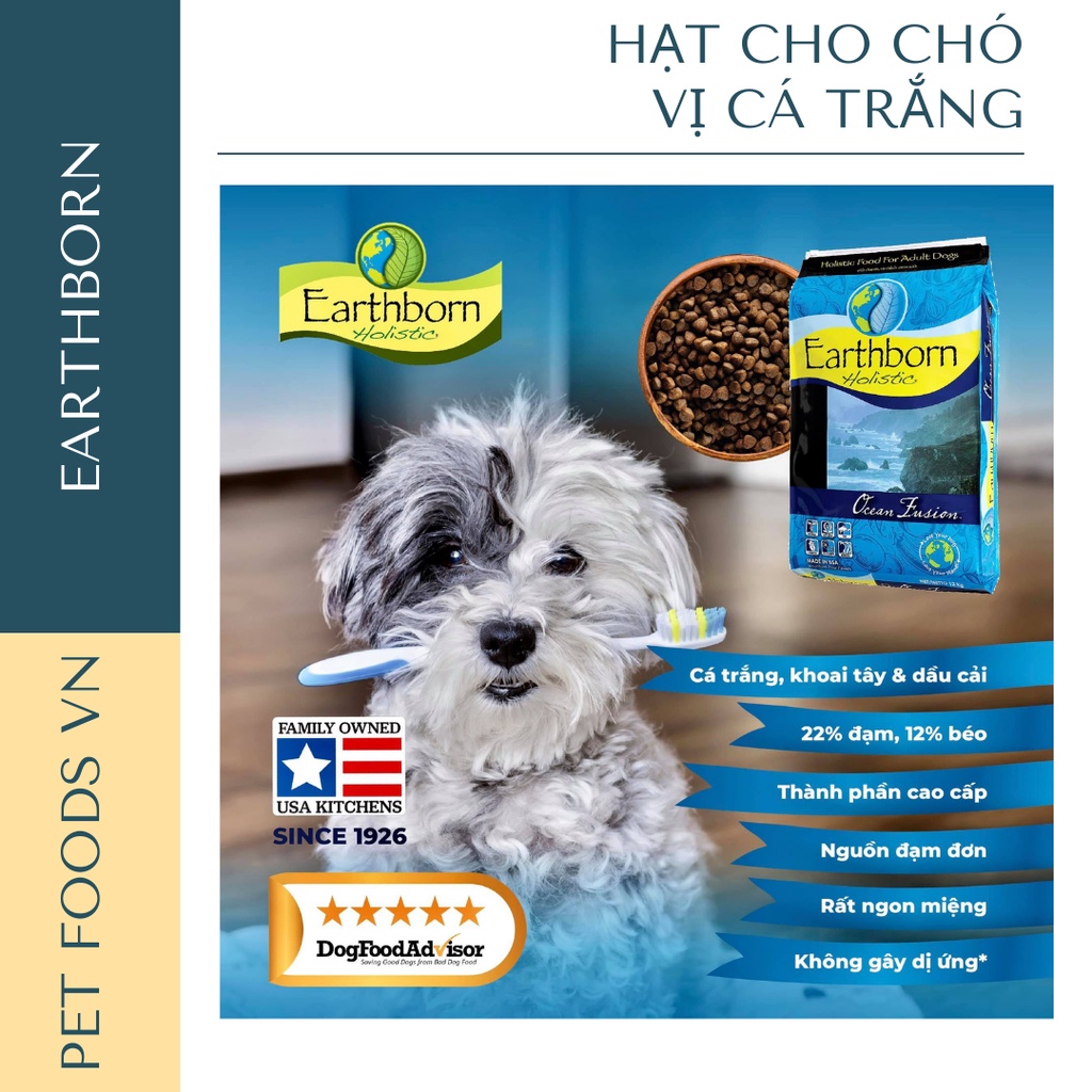 Hạt cho chó EARTHBORN Ocean Fusion 12kg vị Cá Trắng