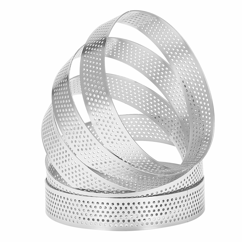 Set 10 Khuôn Làm Bánh Tart Tròn Có Lỗ Bằng Thép Không Gỉ Tiện Lợi Dành Cho Nhà Bếp