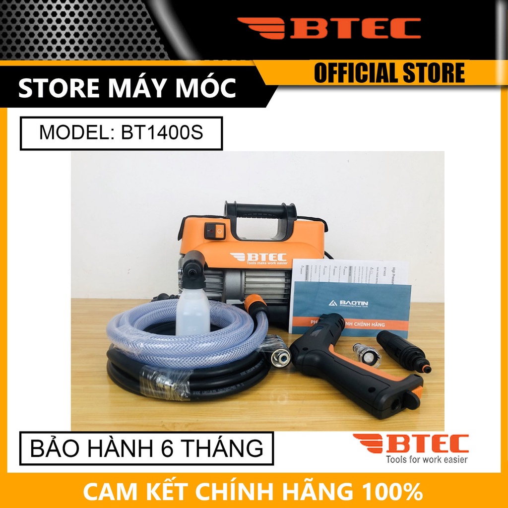 MÁY XỊT RỬA XE CAO ÁP BTEC BT1400S - 1400W - HÀNG CHÍNH HÃNG