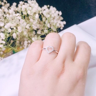 Nhẫn nữ tim đính đá bạc ta cá tính