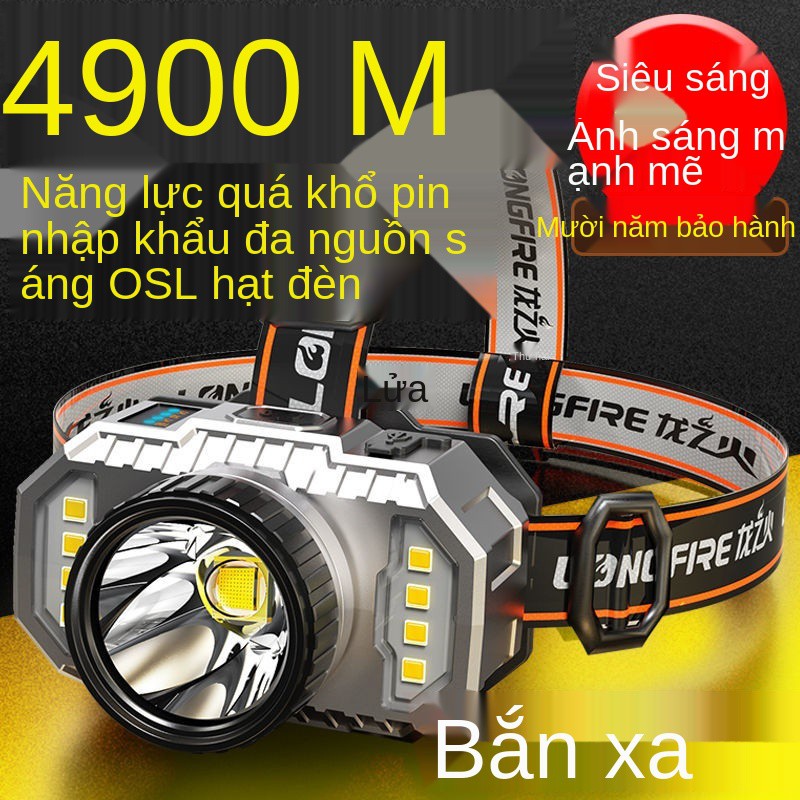 Đèn pha LED siêu sáng có thể sạc lại ánh mạnh của thợ mỏ gắn trên đầu xenon công suất cao pin dài hoạt động ở ch