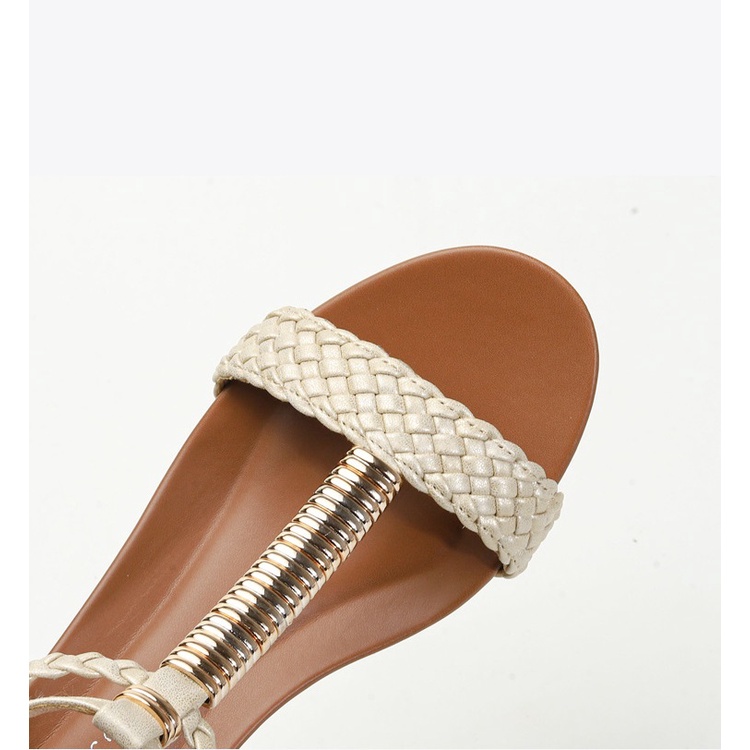 Giày sandal cổ cao, quai thắt kiểu bện thừng đế xuồng 4.5cm