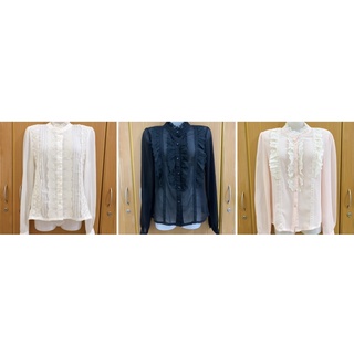 Áo 2hand sơ mi phối ren tiểu thư bánh bèo (Có 3 màu Trắng, Đen, Hồng)