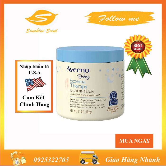 DƯỠNG THỂ TRỊ CHÀM AVEENO BABY ECZEMA THERAPY NIGHTTIME BALM 312G