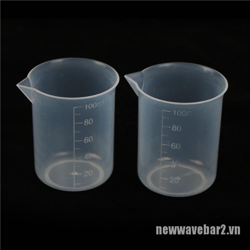 (Hàng Mới Về) Bộ 2 Cốc Đo Lường Bằng Nhựa Trong Suốt Dung Tích 100ml