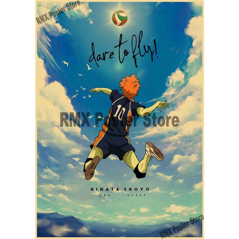 Tranh Giấy Kraft Treo Tường In Hình Anime Bóng Chuyền / Haikyuu Trang Trí Nhà Cửa / Quán Cà Phê