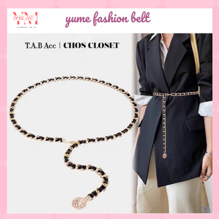 Đai váy áo belt xích phối da thả kiểu sang chảnh