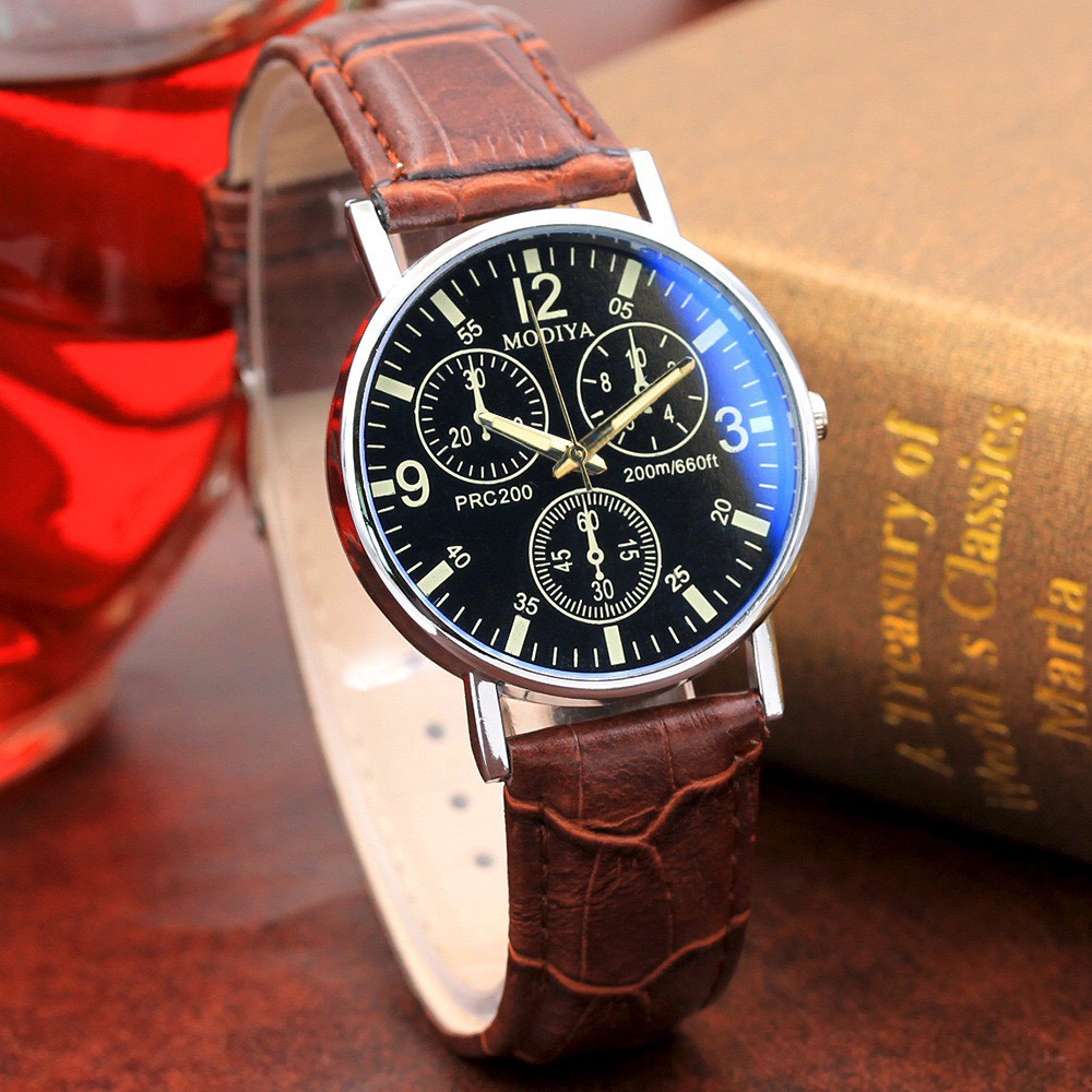Đồng hồ nam dây da đeo tay cao cấp Modiya DH97 | BigBuy360 - bigbuy360.vn