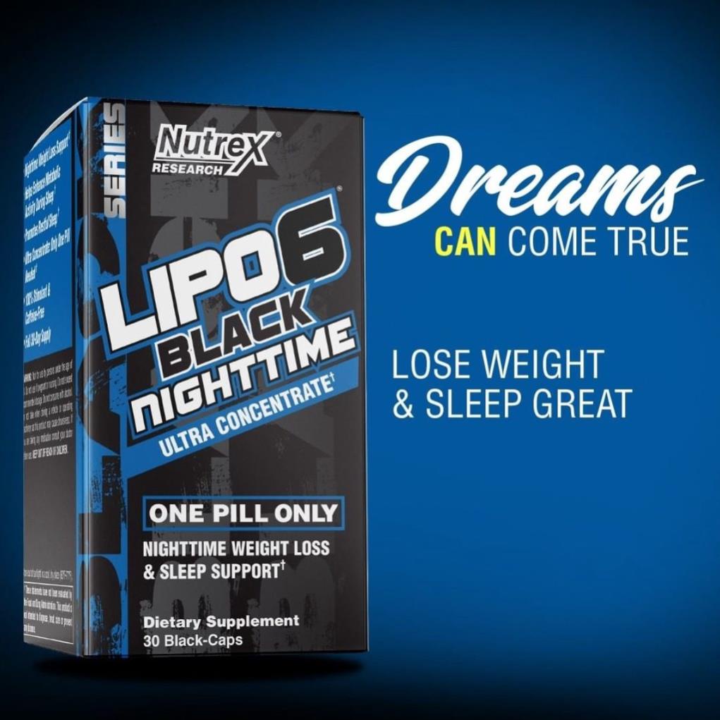 [Sale] Hỗ Trợ Đốt Chất Béo Trong Giấc Ngủ Nutrex Lipo 6 Black Nighttime 30 Viên
