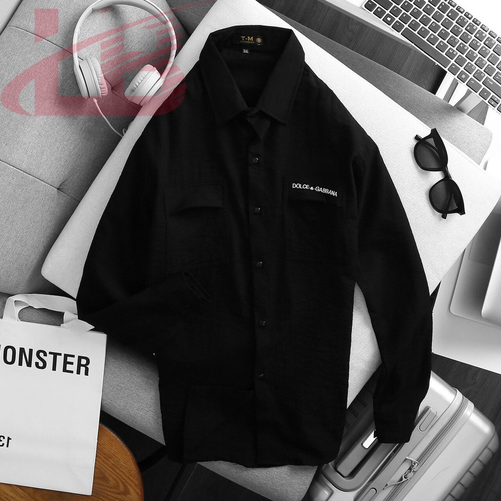 Áo sơ mi nam tay dài phối phối túi, chất đũi cao cấp, áo sơ mi cao cấp LB1990store | BigBuy360 - bigbuy360.vn