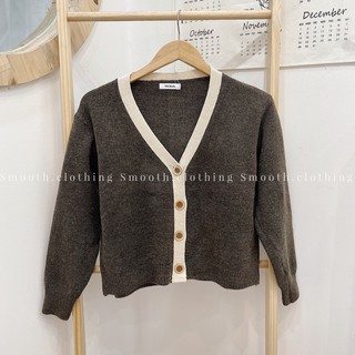 Áo cardigan lông thỏ kẻ viền