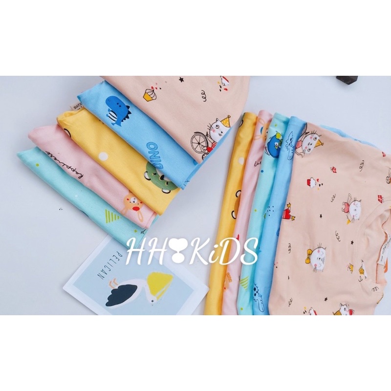 Bộ dài tay thun lạnh in hoạ tiết cho bé trai , gái (6-18kg) loại 1.