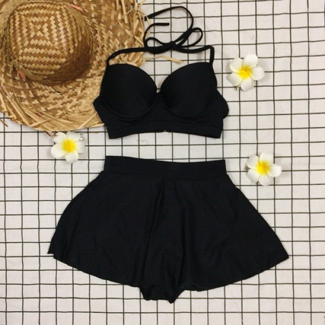[HÀNG HOT] Set bikini áo gọng siêu nâng, váy xoè kín đáo