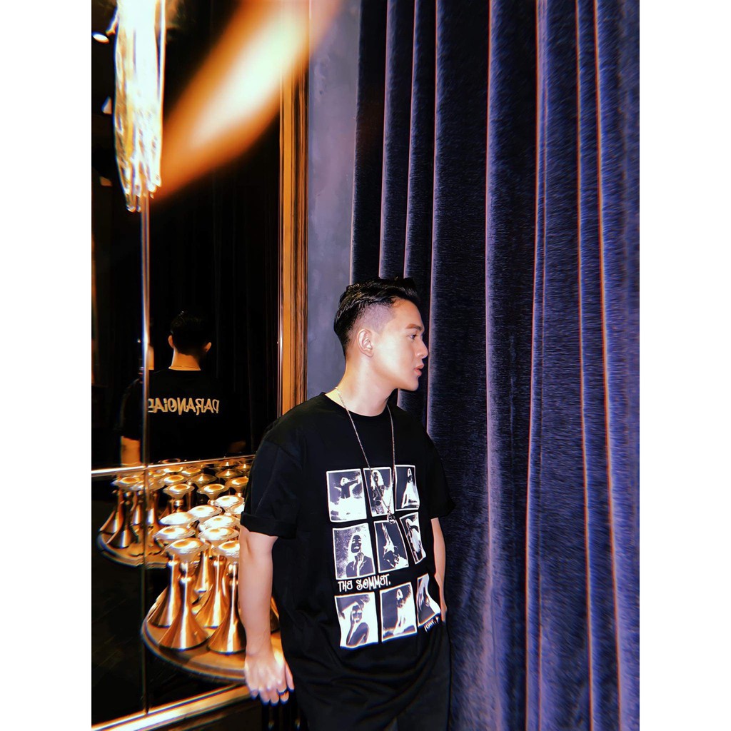 Áo Thun Unisex Local Brand The Sommet Màu Đen Oversize In Hình Paranoid - TGP08