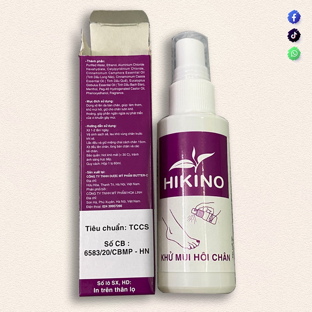 Xịt khử mùi hôi chân HIKINO cho nam nữ khi đeo giày dép chỉ sau 10 giây, không dính ướt