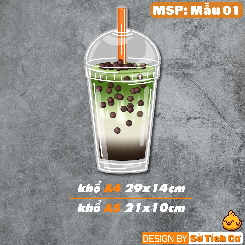 Sticker Milk tea set khổ lớn hình theo màu sắc trang trí decor quán ăn, dán tường, quầy, kính, dán xe đẩy,... MSP: BS11