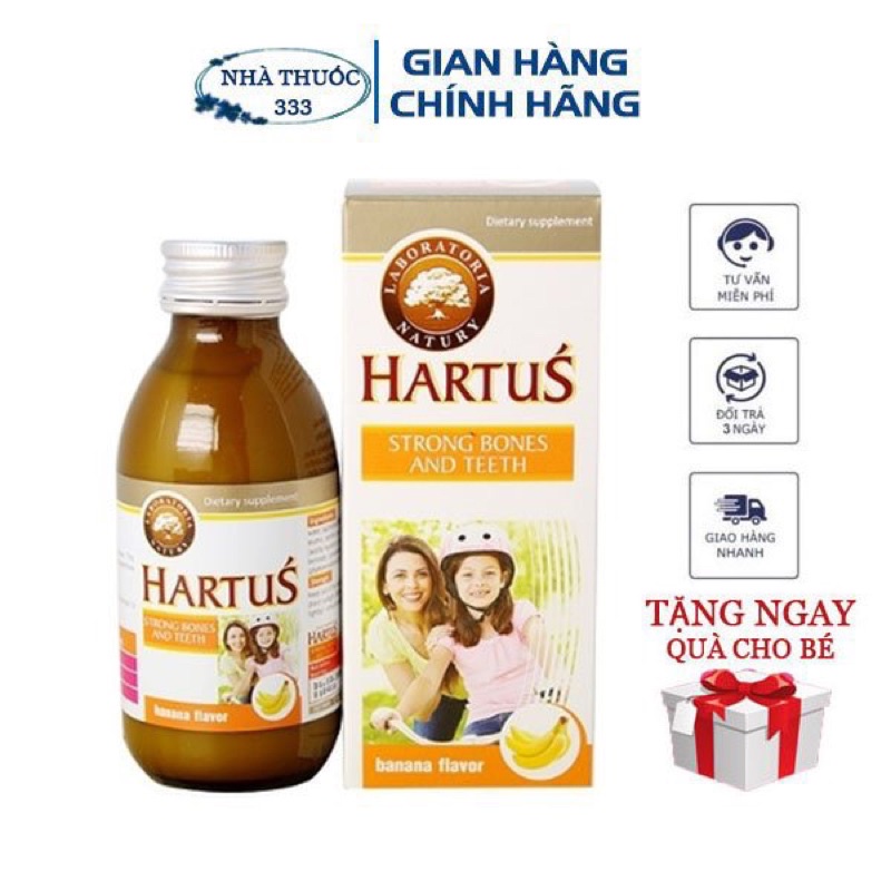 Hartus Canxi - Bổ sung canxi, vitamin D3, vitamin K, hấp thụ canxi tối đa nhờ Vitamin K (Lọ 150ml)