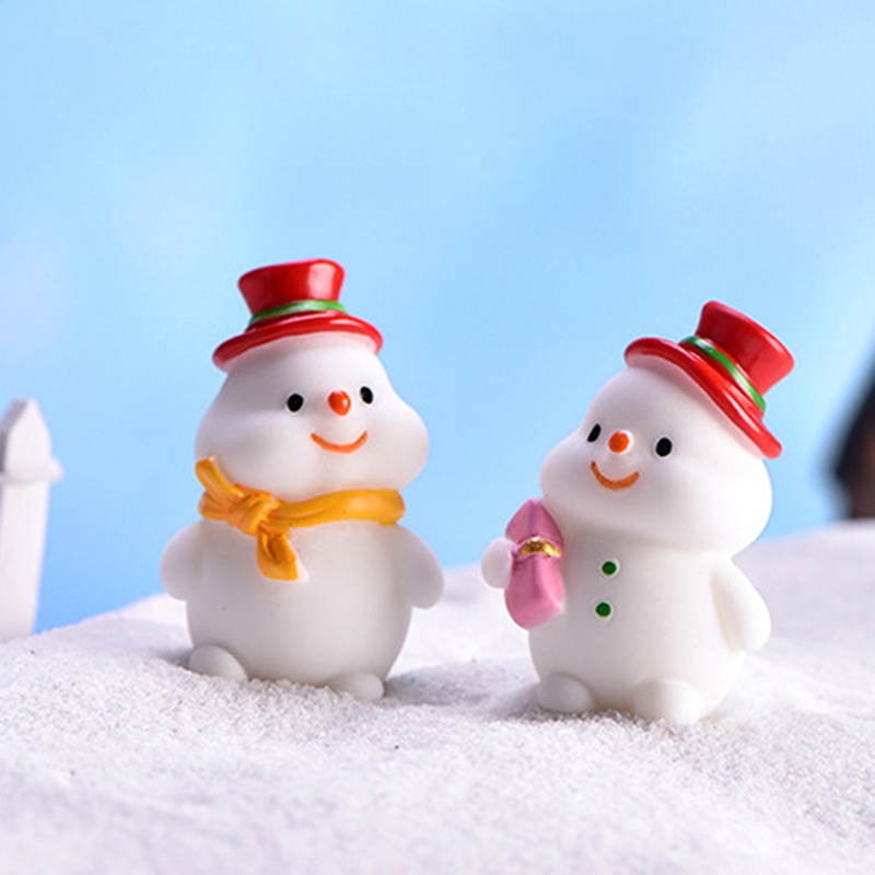 Set 4 Mô Hình Ông Già Noel / Người Tuyết Mini Bằng Nhựa Resin Trang Trí Cây Thông Giáng Sinh Diy
