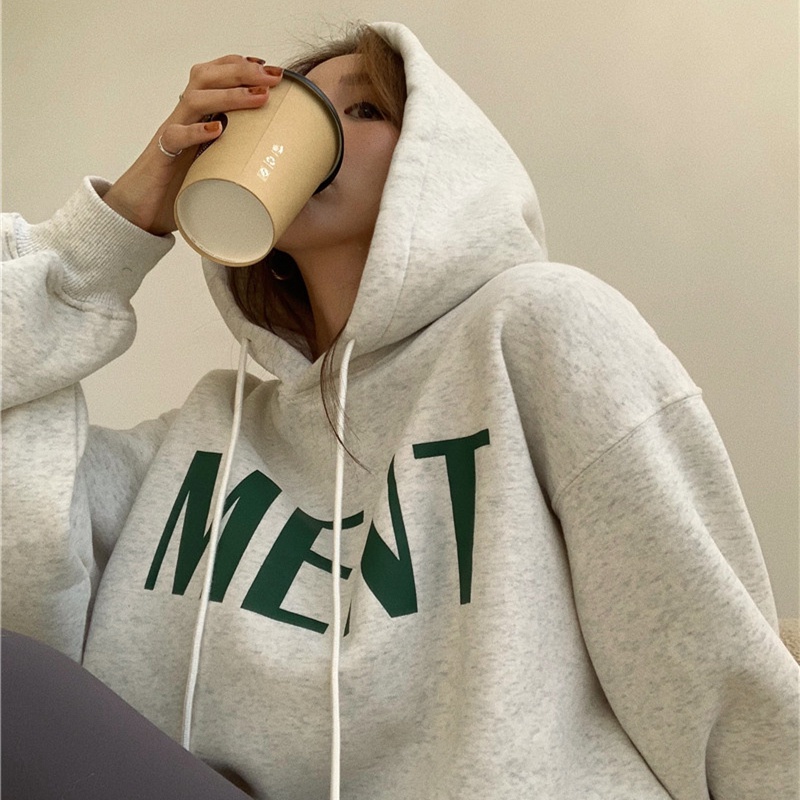 Áo Hoodie Dáng Suông Họa Tiết Chữ In Thời Trang Mùa Thu Cho Nữ
