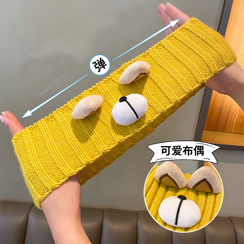 Băng đô Haimeikang dệt kim màu trơn phong cách Hàn Quốc dễ thương cho nữ