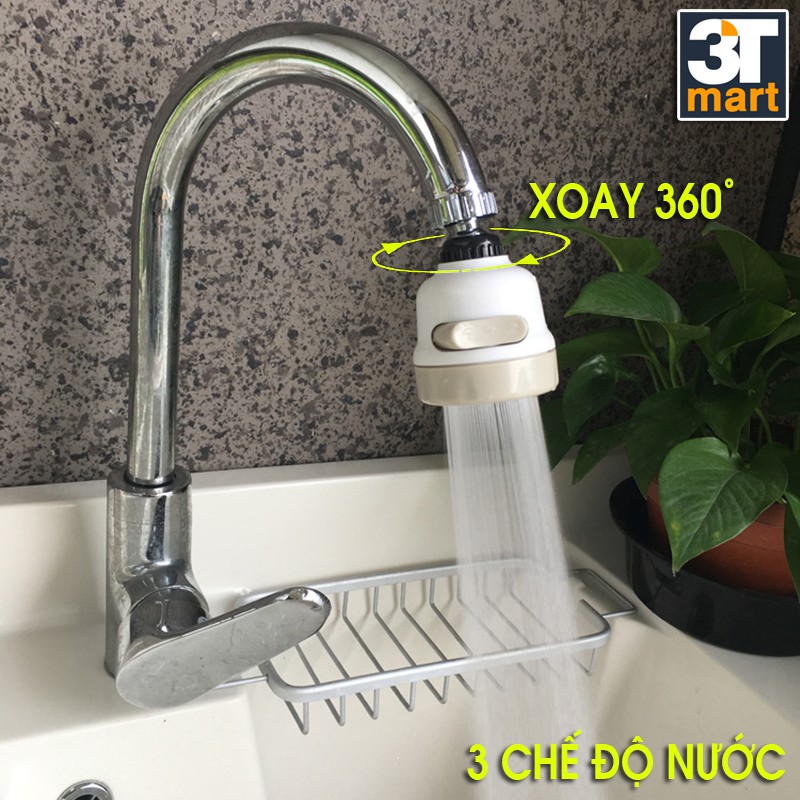 Bộ 2 đầu vòi rửa bát chén tăng áp điều hướng xoay 360 độ với 3 chế độ nước C'mon DV-03 (trắng)