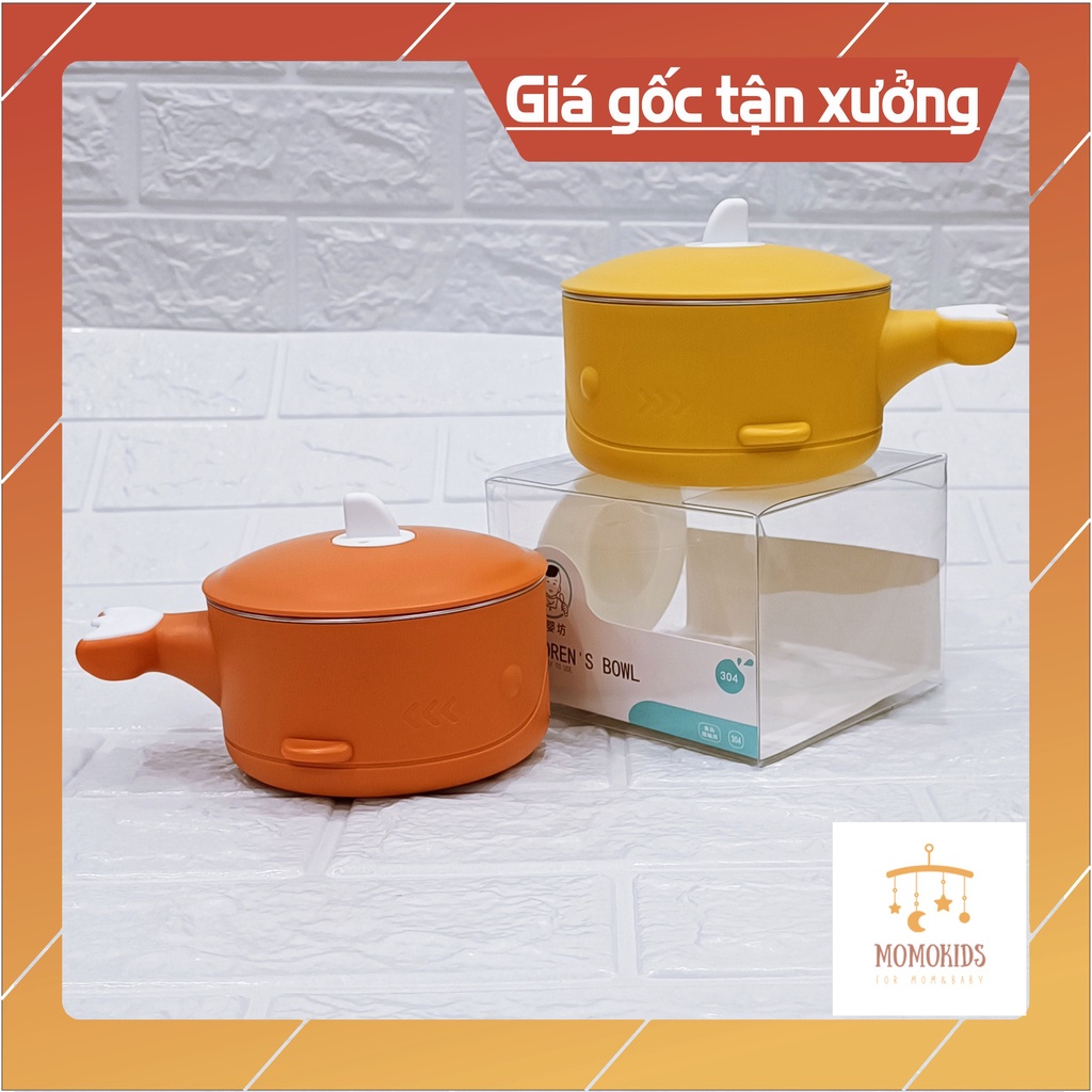 Bát Ăn Dặm Giữ Nhiệt Cao Cấp Cho Bé, Chống Nóng Chống Đổ, Có Nắp Đậy Cá Mập Nhỏ