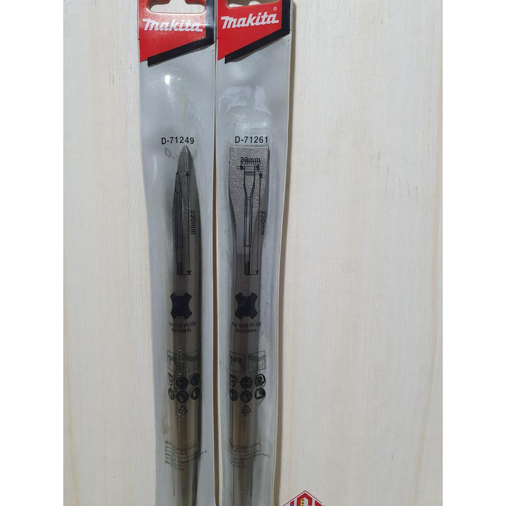 Mũi đục bê tông Makita chui gài 14mm dẹp và nhọn dài 230mm dùng cho máy khoan betong