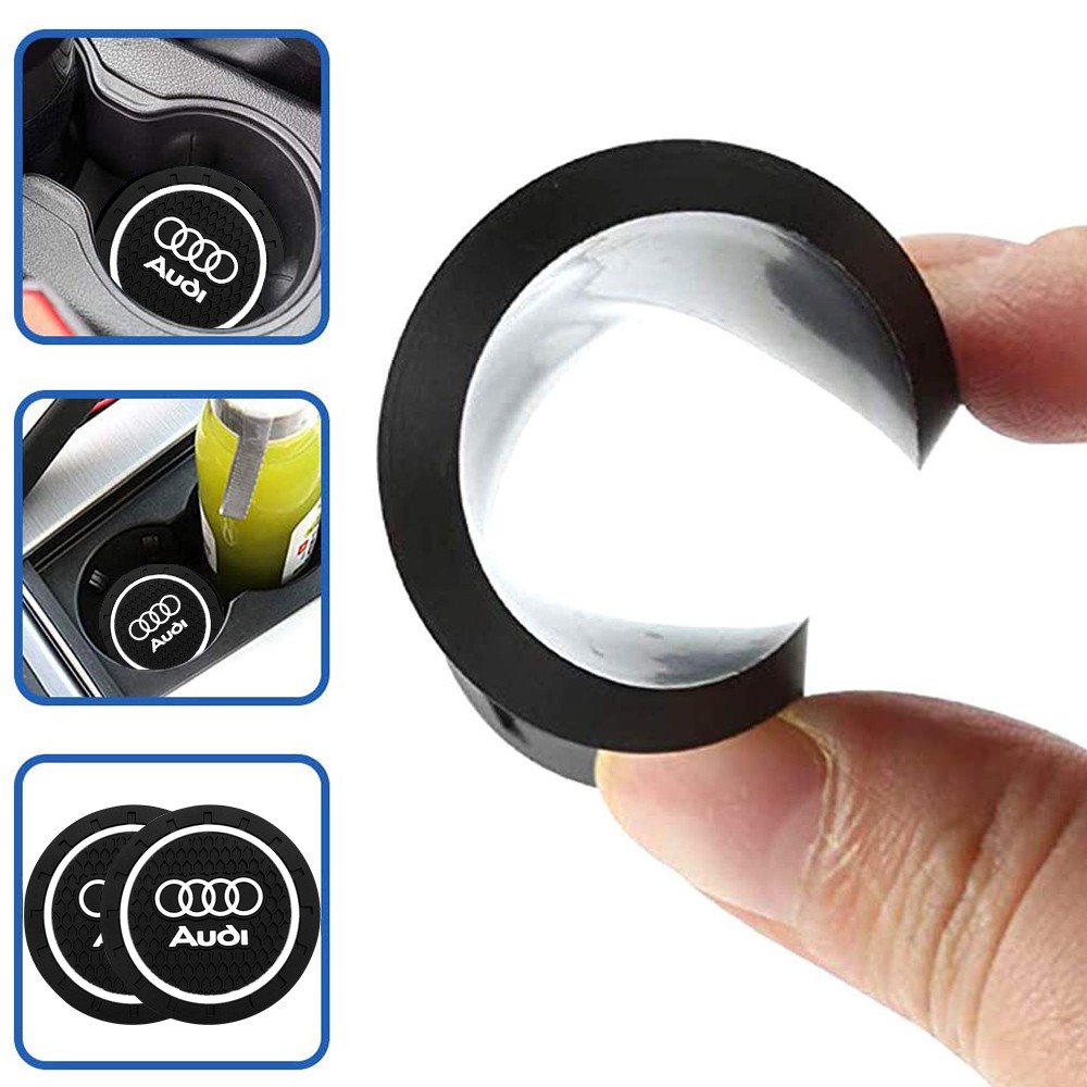 Auto sport 7cm Diameter Oval Tough Car Logo Vehicle Travel Auto Cup Holder Insert Coaster Can 2 Pcs for Audi Accessories