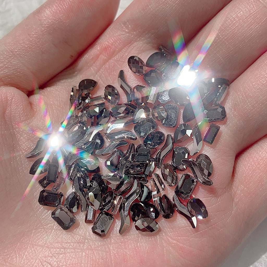 Túi 100 Hạt Đá Thủy Tinh Phẳng Trang Trí Móng Tay DIY