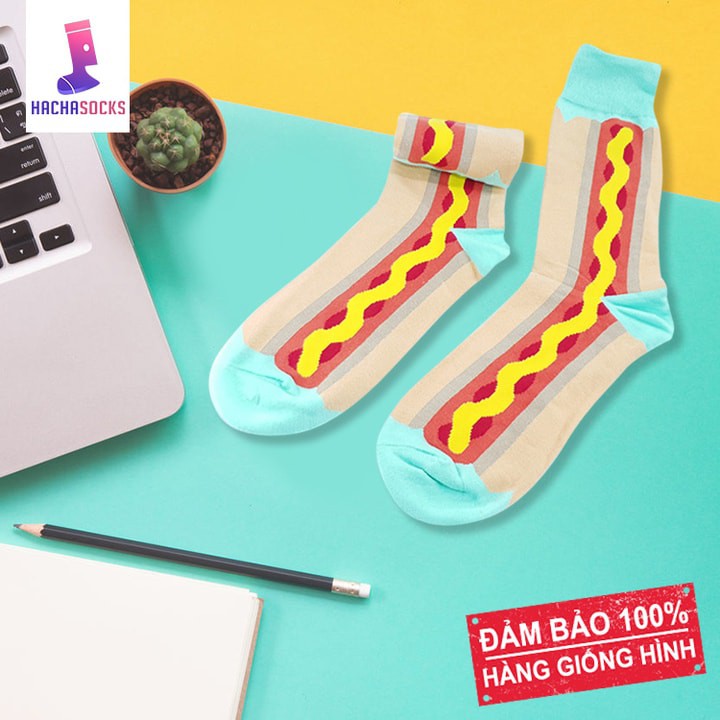 Vớ Tất Nam Họa Tiết Thêu Đẹp Hình Thức Ăn, Trái Cây, Polka Dot