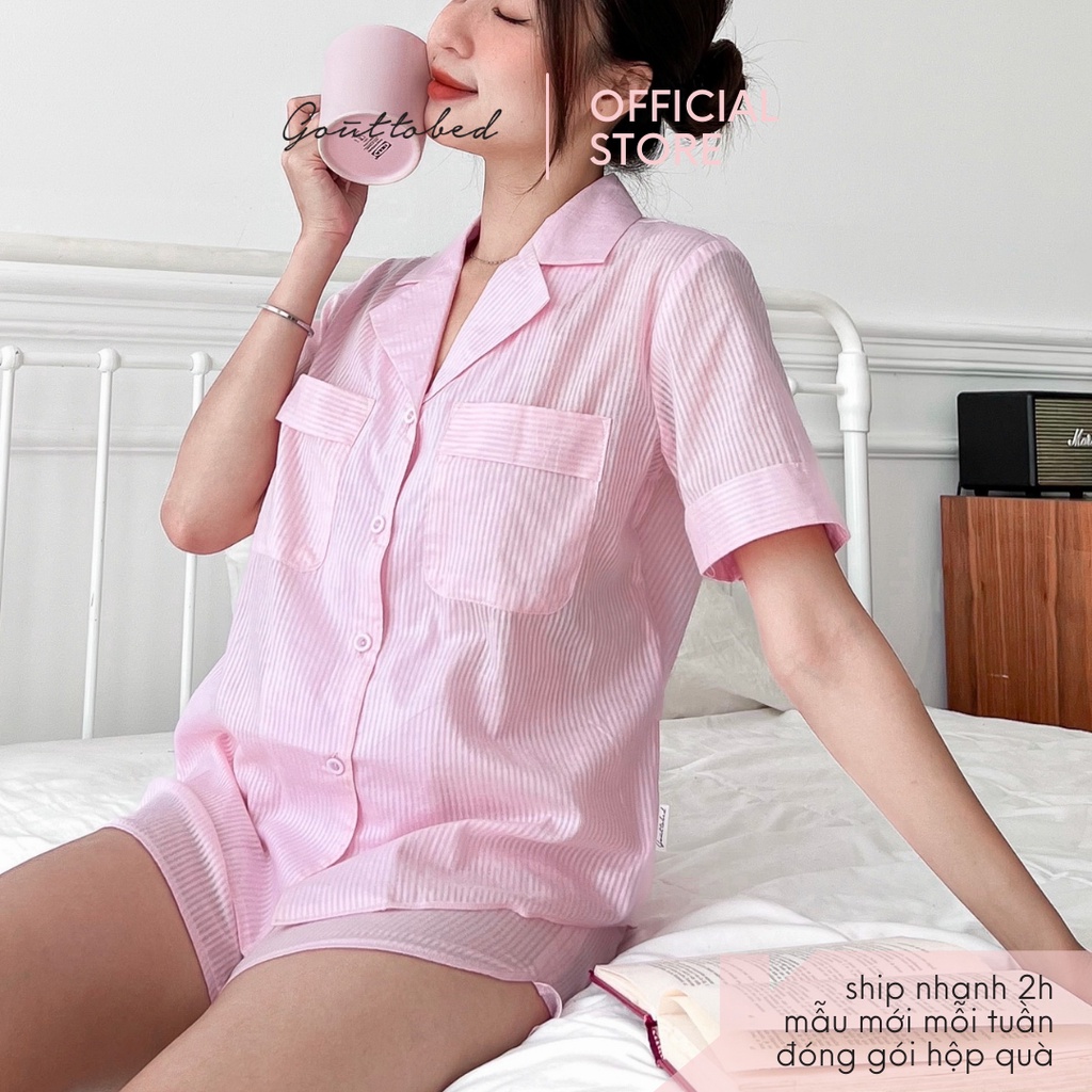 Bộ pyjama ngắn cotton phong cách tây mặc nhà (nhiều mẫu)