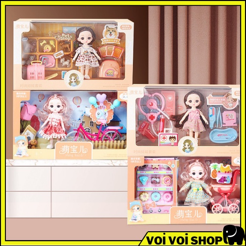 Bộ đồ chơi búp bê công chúa, búp bê Chibi cho trẻ em, trẻ con, bé gái 2 3 4 5 6 7 8 tuổi. Trò chơi nhập vai cho trẻ nhỏ