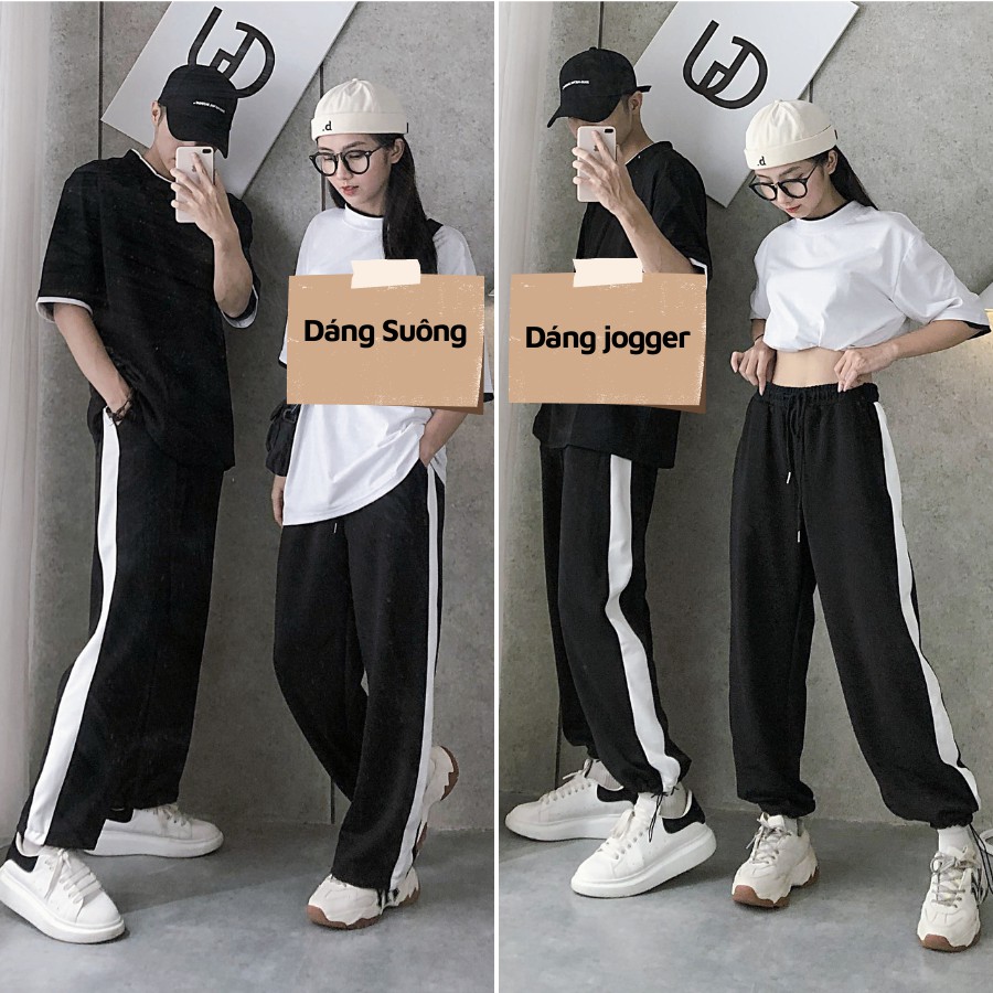 Quần Jogger Nam Nữ Form Jogger Suông Rộng 1 Sọc, Thiết Kế 2 Dáng Có Thể Để Ống Xuông Hoặc Rút Dây Bo Gấu GUF | BigBuy360 - bigbuy360.vn