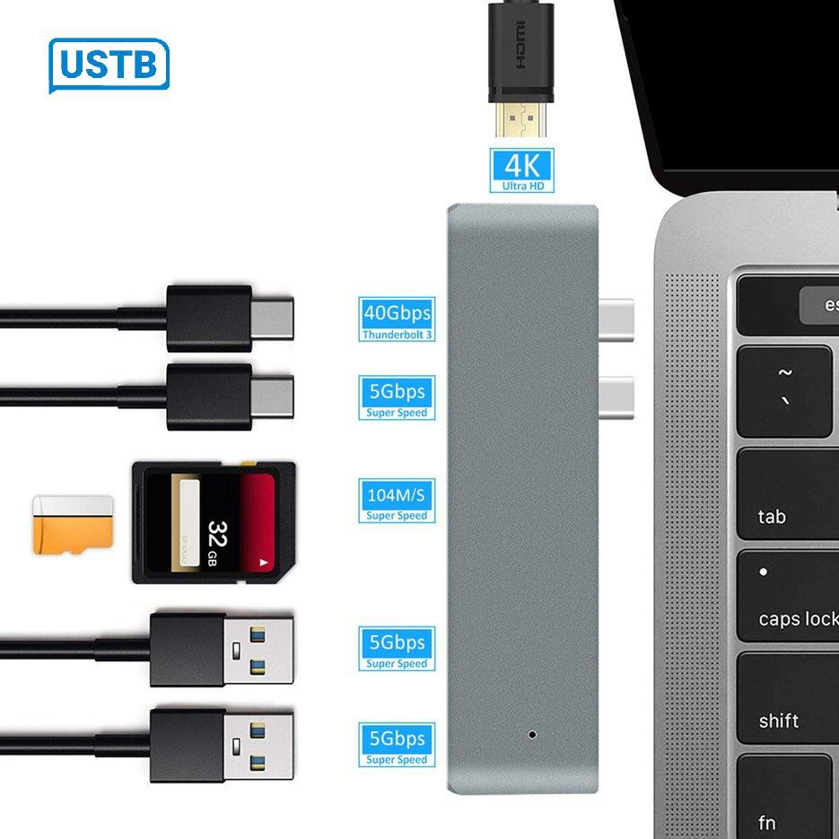 Bộ Chuyển Đổi Usb 3.1 Type-C Hub Sang Hdmi 4k Thunderbolt 3 Usb C Hub 3.0 Tf Pd Cho Macbook Pro / Air