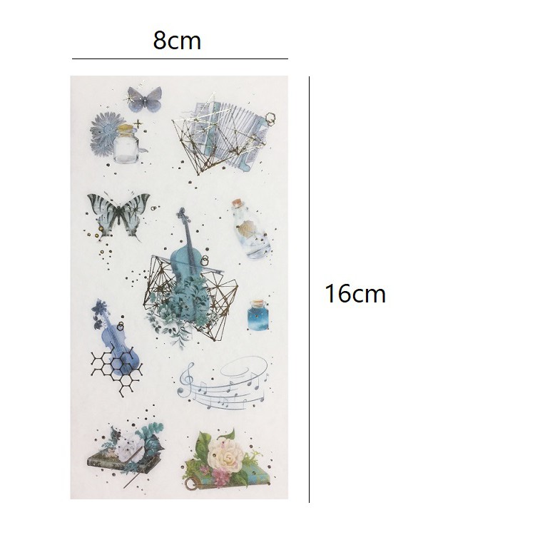 Set 6 tờ sticker nhũ trang trí planner STG085