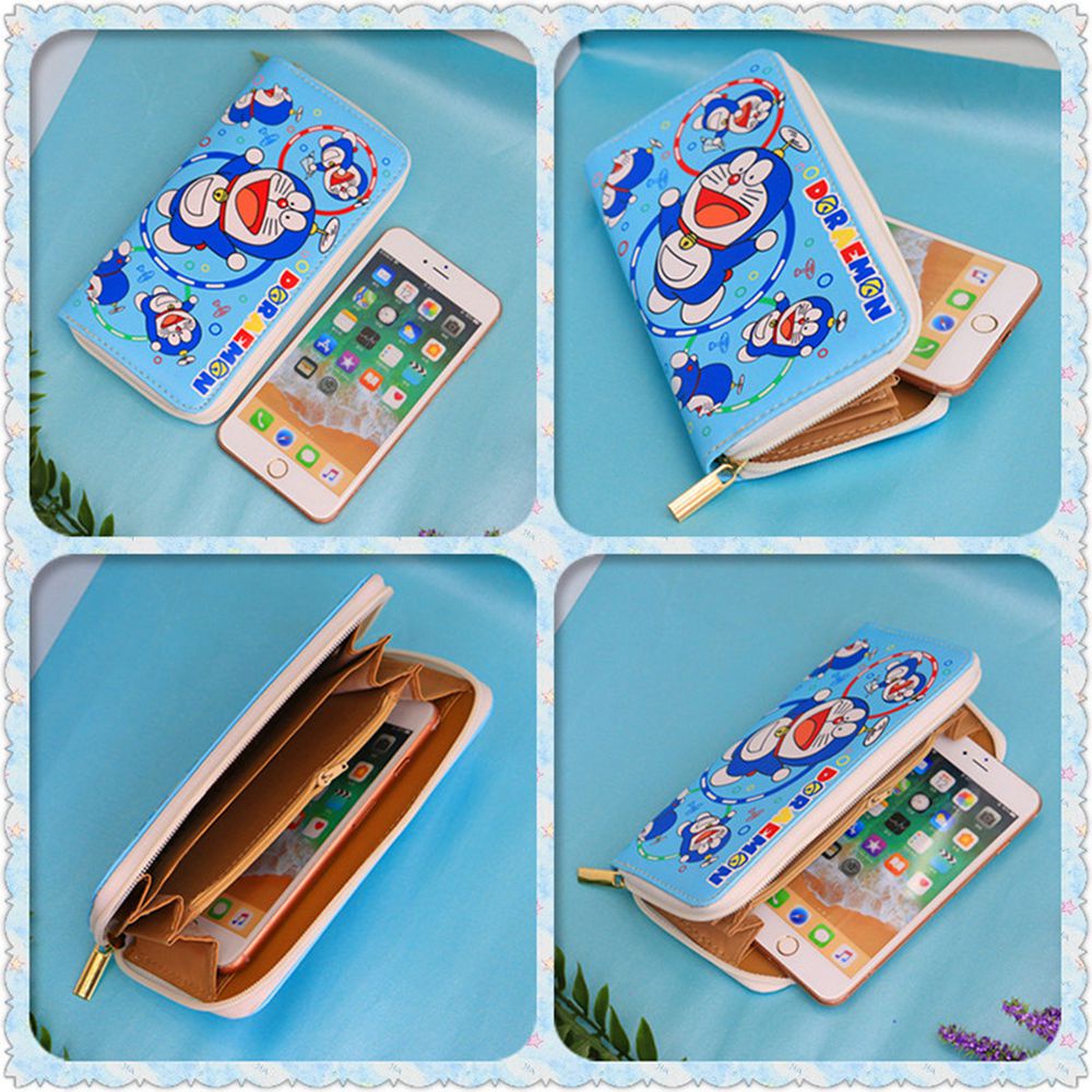 Ví da PU cầm tay in hình Doraemon cho nữ