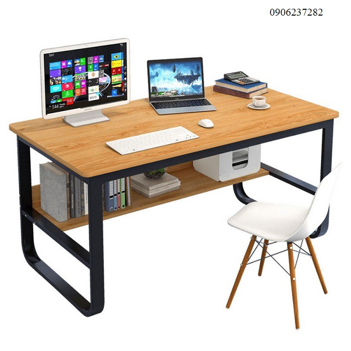 Bàn làm việc 2 tầng chân U dày 120x60x73cm