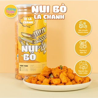 Nui sấy khô bò lá chanh, nui giòn xóc bò lá chanh 300g Yumyum đồ ăn vặt Hà Nội